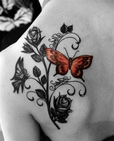 schmetterling rosen tattoo|21 Ideen für Schmetterling Tattoo Designs für Frauen.